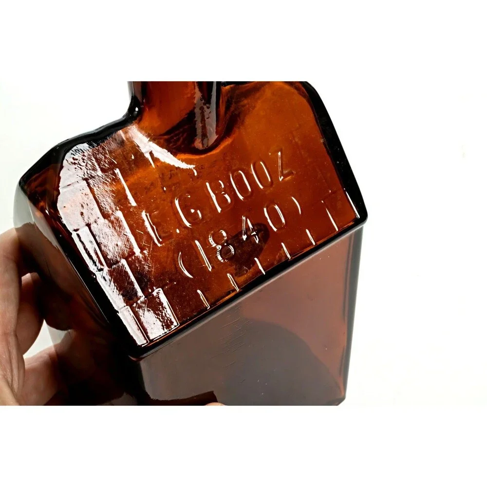 Vintage EG BOOZ 1840 Whiskey Brown Bottle 8